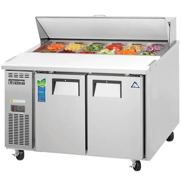 Everest Classic Refrigeration 2 Door Sandwich Prep Table side mounted, 47 1/2", EPR2 Everest Refrigeration
