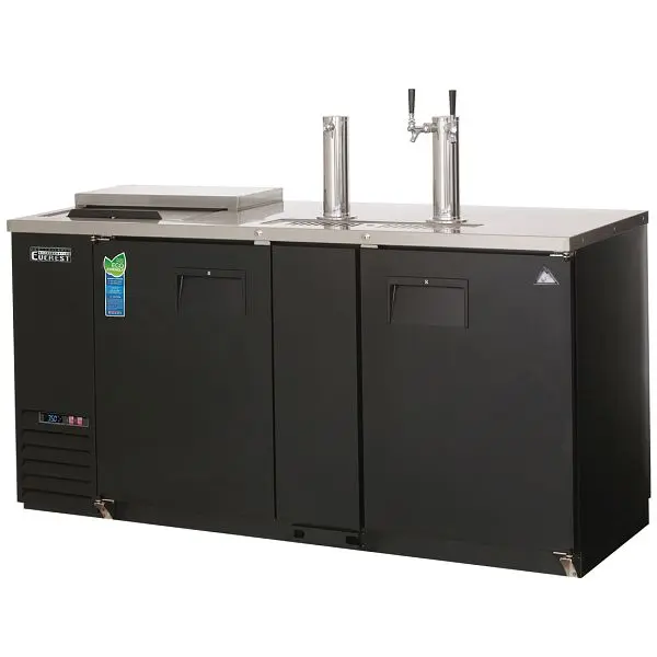 Everest Custom Refrigeration 3 Keg Club Top Beer Dispenser, 68" (One 1-Faucet & One 2-Faucet Tower) - Black Exter...