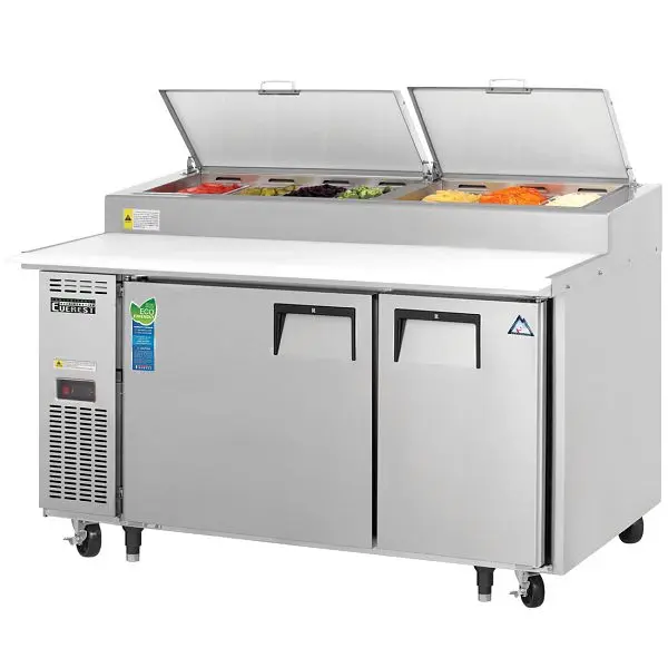 Everest Heat-Resistant Refrigeration 2 Door Pizza Prep Table, 59 1/2", EPPSR2 Everest Refrigeration