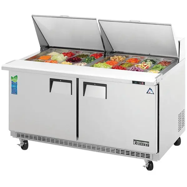 Everest Industrial Refrigeration 2 Door Sandwich Prep Table, 59 1/2" (Mega Top), EPBWR2 Everest Refrigeration