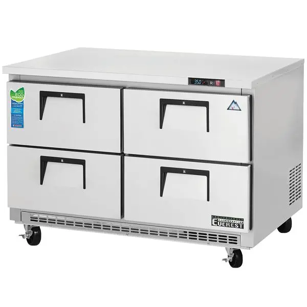 Everest Industrial Refrigeration 2 Section 4 Drawer Undercounter Refrigerator support mounted, 47 1/2", ETBR2-D4 Ever...