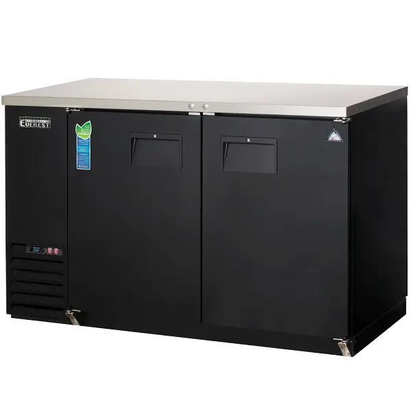 Everest Low-VOC Refrigeration 2 Door Back Bar Cooler, 59" Length, 24" Depth - Black Exterior, EBB59-24 Everest R...