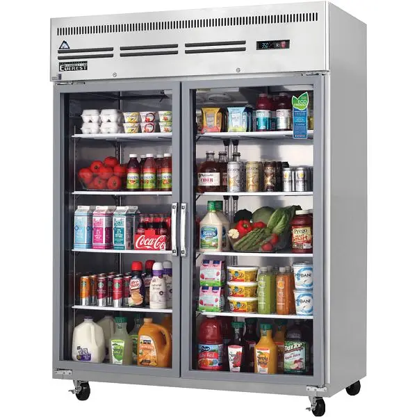 Everest Master-Grade Refrigeration 2 Wide Glass Door (Swing) Refrigerator, 59", ESGWR2 Everest Refrigeration