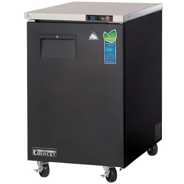 Everest Next-Generation Refrigeration 1 Door Back Bar Cooler, 23" - Carbon Black Exterior, EBB23 Everest Refrigeration