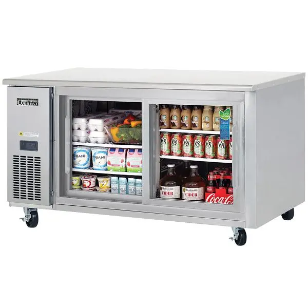Everest Oversized Refrigeration 2 Glass Door Undercounter Refrigerator (Sliding), 59 1/2", ETGR2 Everest Refrigeration