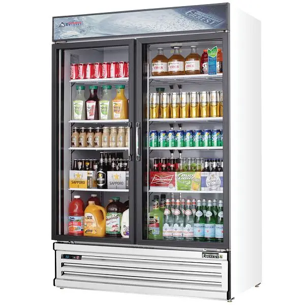 Everest Powerful Refrigeration 2 Door Refrigerator Merchandiser (Swing), 48 cu ft, EMSGR48 Everest Refrigeration