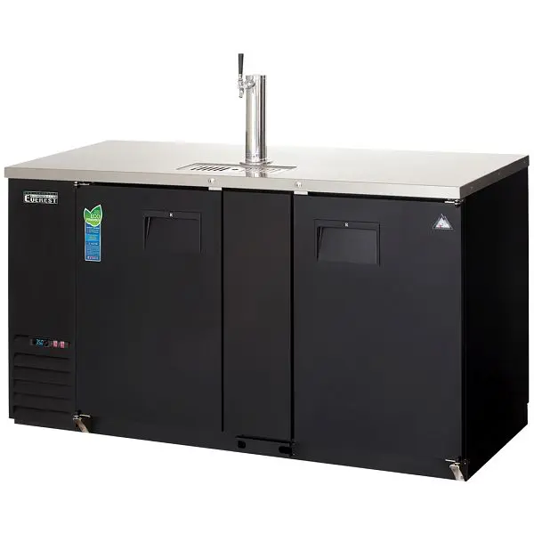 Everest Refrigeration 2 Door Back Bar & Beer Dispenser, 68" Length, 24" Depth (One 1-Faucet Tower) - Black E...