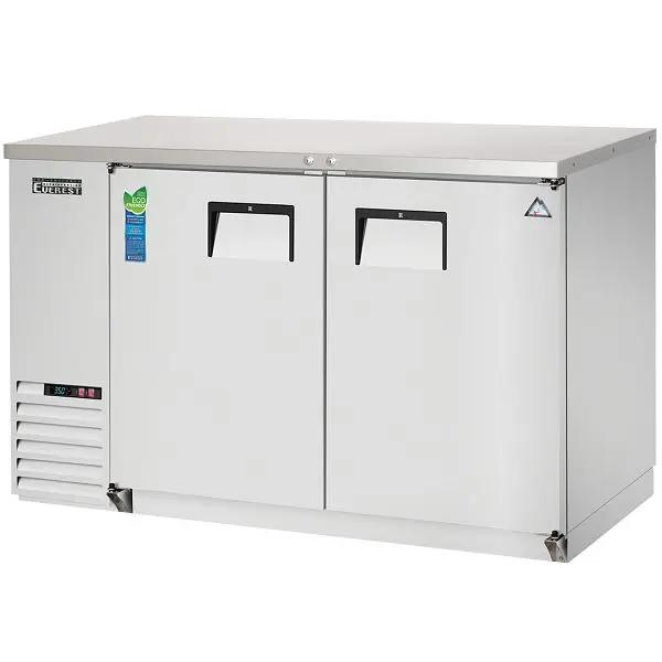 Everest Refrigeration 2 Door Back Bar Cooler, 48" - Water-Based Stainless Alloy Steel Exterior, EBB48-SS