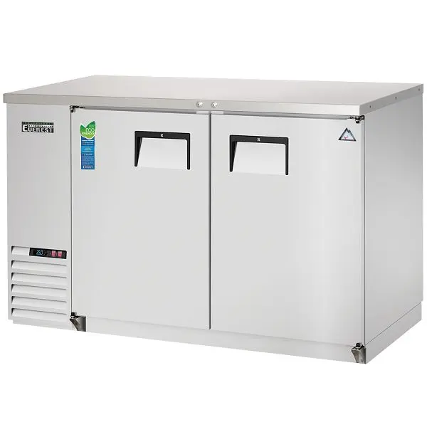 Everest Refrigeration 2 Door Back Bar Cooler, 59" - Stainless Steel Exterior, EBB59-SS