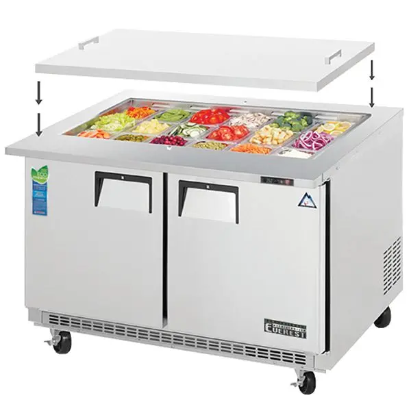 Everest Refrigeration 2 Door Open Top Prep Table, 47 1/2" (Mega Top), EOTP2