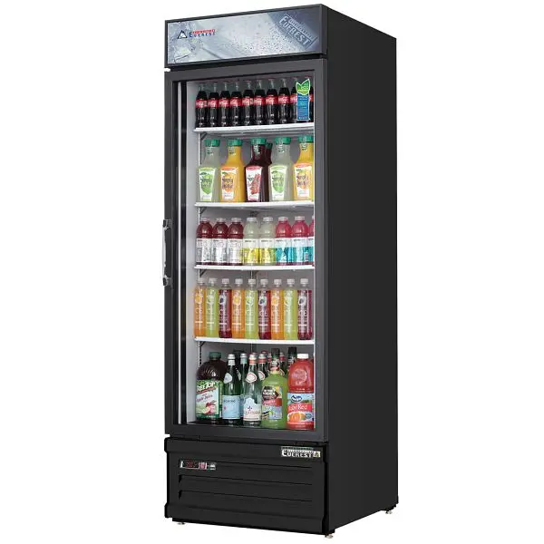 Everest Refrigeration 1 Door Refrigerator Merchandiser, 10 cu ft - Black Exterior, EMGR10B