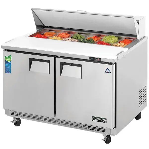 Everest Refrigeration 2 Door Sandwich Prep Table support mounted, 47 1/2", EPBNR2