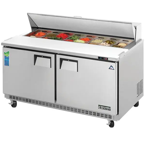 Everest Refrigeration 2 Door Sandwich Prep Table support mounted, 59 1/2", EPBNWR2