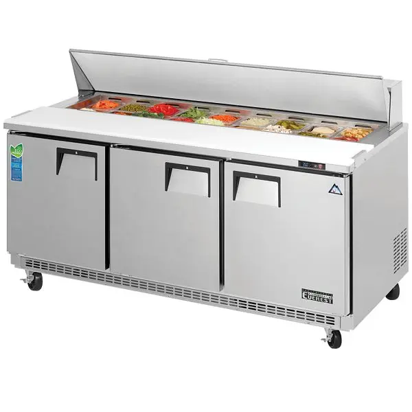 Everest Refrigeration 3 Door Sandwich Prep Table support mounted, 71 1/2", EPBNR3