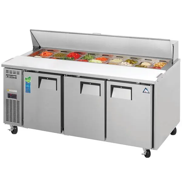 Everest Refrigeration 3 Door Sandwich Prep Table side mounted, 71 1/2", EPR3