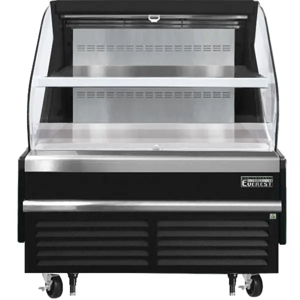 Everest Refrigeration Horizontal Open Air Merchandiser, 48" Length, 34 1/4" Depth, 46" Height - Black Exter...