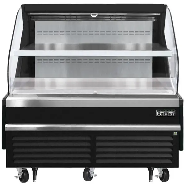 Everest Refrigeration Horizontal Open Air Merchandiser, 60" Length, 34 1/4" Depth, 46" Height - Ebony Exter...