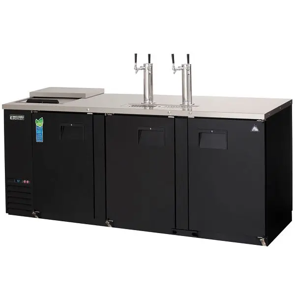 Everest Refrigeration 4 Keg Club Top Beer Dispenser, 90" (Two 2-Faucet Towers) - Matte Black Exterior, EBD4-CT
