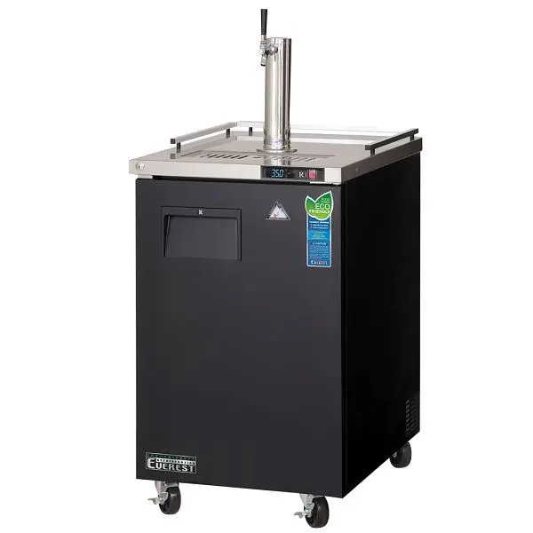 Everest Refrigeration 1 Keg Direct Draw Beer Dispenser, 23" (One 1-Faucet Tower) - Black Exterior, EBD1