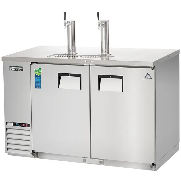 Everest Refrigeration 2 Keg Direct Draw Beer Dispenser, 59" (Two 1-Faucet Towers) - Stainless Spring Steel Exterior, ...