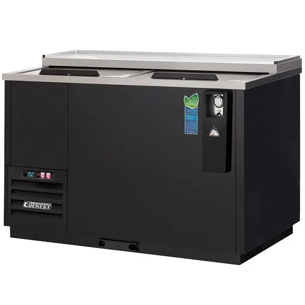 Everest Refrigeration 2 Lid Horizontal Bottle Cooler, 50" - Black Exterior, EBC50