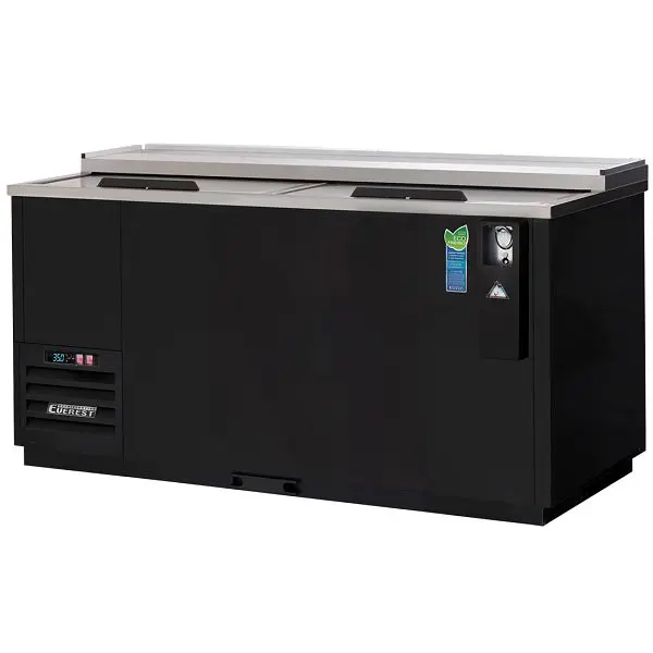 Everest Refrigeration 2 Lid Horizontal Bottle Cooler, 65" - Midnight Black Exterior, EBC65