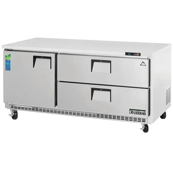 Everest Refrigeration 3 Section 1 Door & 2 Drawer Combo Undercounter Refrigerator, 71 1/2", ETBR3-D2