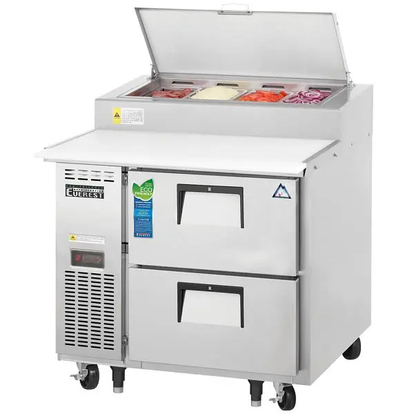 Everest Refrigeration 1 Section 2 Drawer Pizza Prep Table, 35 1/2", EPPR1-D2