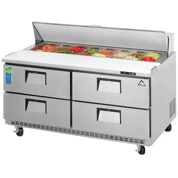 Everest Refrigeration 2 Section 4 Drawer Sandwich Prep Table, 59 1/2", EPBNWR2-D4