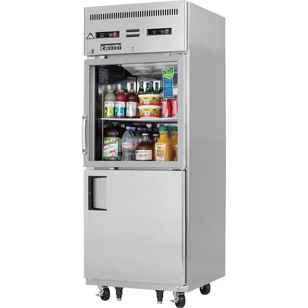 Everest Refrigeration 1 Section - 2 Half Door Dual Temp, Top Glass & Bottom Solid, 29 1/4", EGSDH2