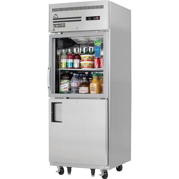 Everest Refrigeration 1 Section - 2 Half Door Refrigerator, Top Glass & Bottom Solid, 29 1/4", EGSH2