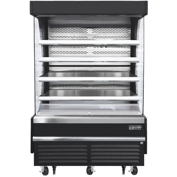 Everest Refrigeration Vertical Open Air Merchandiser, 60" Length, 34 1/4" Depth, 78" Height - Black Exterio...