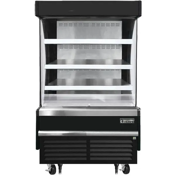 Everest Refrigeration Vertical Open Air Merchandiser, 37 1/4" Length, 28 3/8" Depth, 60 1/8" Height - Black...