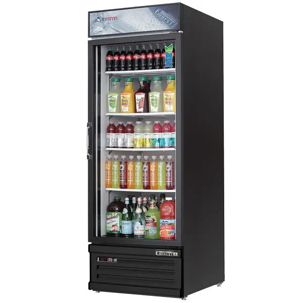 Everest Regular Refrigeration 1 Door Refrigerator Merchandiser, 23 cu ft - Black Exterior, EMGR24B Everest Refrigeration