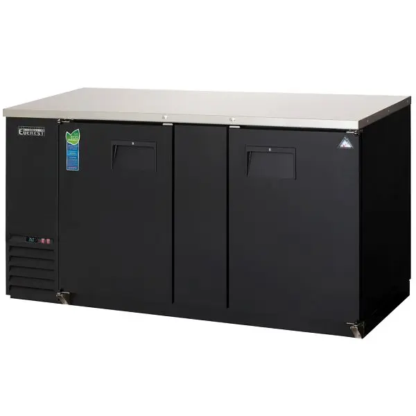 Everest Rust-Resistant Refrigeration 2 Door Back Bar Cooler, 69" Length, 24" Depth - Carbon Black Exterior, EBB6...