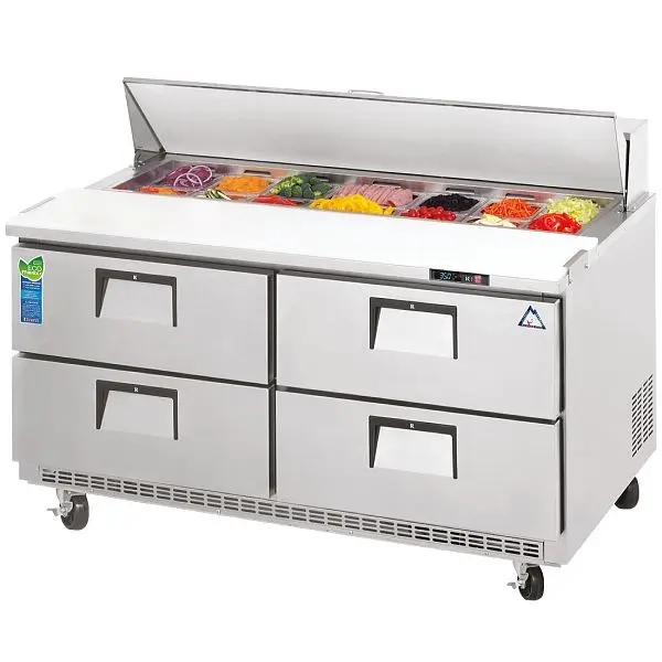 Everest Sleek Refrigeration 2 Section 4 Drawer Sandwich Prep Table, 47 1/2", EPBNR2-D4 Everest Refrigeration