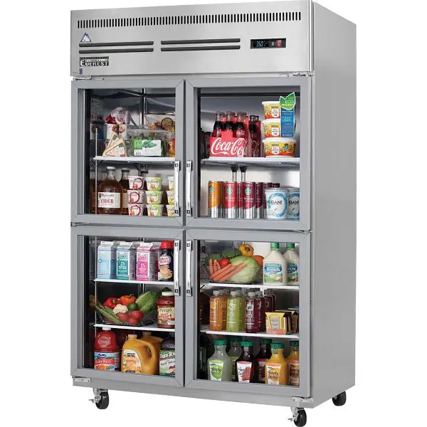 Everest Snap-On Refrigeration 2 Section Half Glass Door Refrigerator, 49 3/4", ESGRH4 Everest Refrigeration