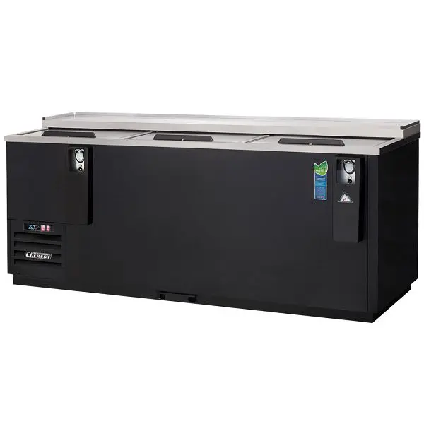 Everest Updated Refrigeration 3 Lid Horizontal Bottle Cooler, 80" - Black Exterior, EBC80 Everest Refrigeration