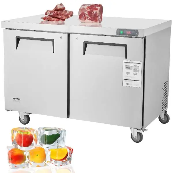 VEVOR 48" Commercial Frozen Refrigerator Sandwich & Salad Prep Table 12.9 Cu. Ft, FLWSLZGZT129I91MWV1