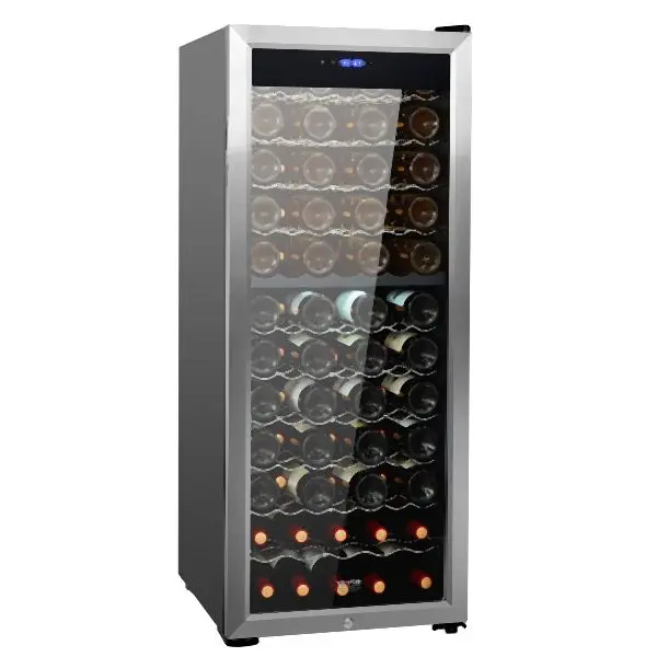 VEVOR 80-Flask Wine Cooler Dual Zone Freestanding Refrigerator LED Light Lock, DLSJJBXJJDZSIT05GV1