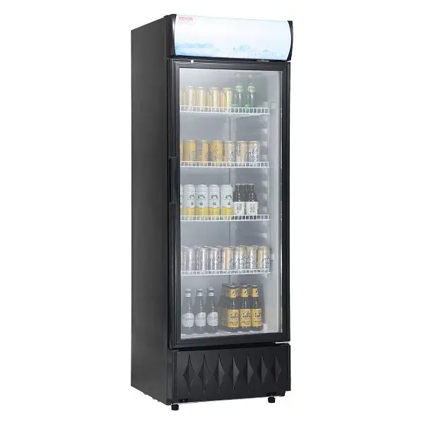 VEVOR Commercial Merchandiser Refrigerator, 9.7 Cu.Ft / 275L Beverage Refrigerator Cooler Merchandiser, DMYLZSBX97CU16R6LV1