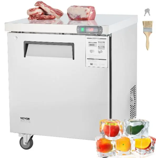VEVOR Commercial-Grade 28" Commercial Frozen Refrigerator Sandwich & Salad Prep Table 7.4 Cu. Ft, FLWSLZGZT74CEX1...