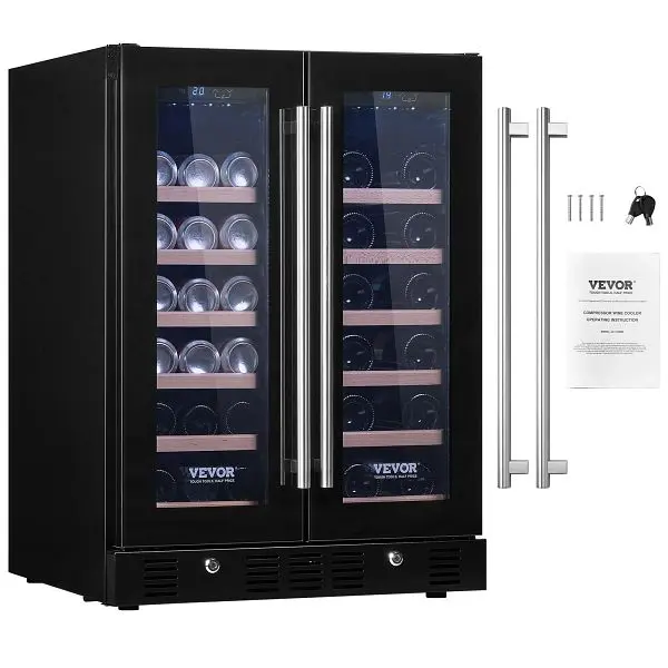 VEVOR Extra-Strong Wine Cooler, 78 Cans and 20 Bottles Under Counter Constructed- or Freestanding Wine Refrigerator, SYHJP...
