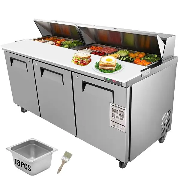 VEVOR Protected Commercial Refrigerator, 72" Sandwich & Salad Prep Table, F20CUFT72INCHOHFJV1