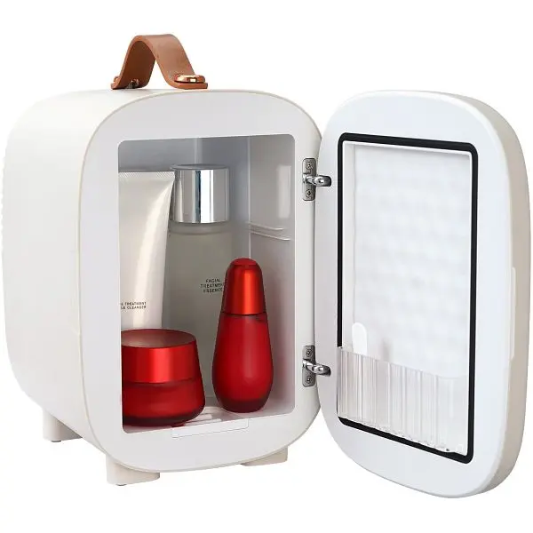 VEVOR Small Mini Skin Maintenance Fridge, 4 L/6 Can Cute Makeup Fridge Cosmetics Beverage Fruit Milk, MNBXBSSLPTM4L21XMV1