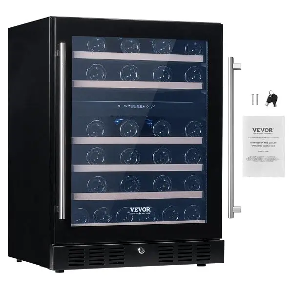 VEVOR Wine Cooler, 46 Jugs Under Counter Constructed- or Freestanding Wine Refrigerator, SYHJJPQRSSQ464CSEV1