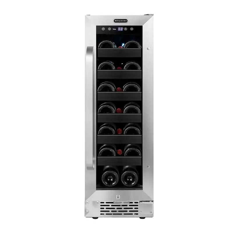 Whynter 12" Constructed- 20 Bottle Undercounter Stainless Tool Steel Wine Refrigerator Reversible Door, Digital Regul...