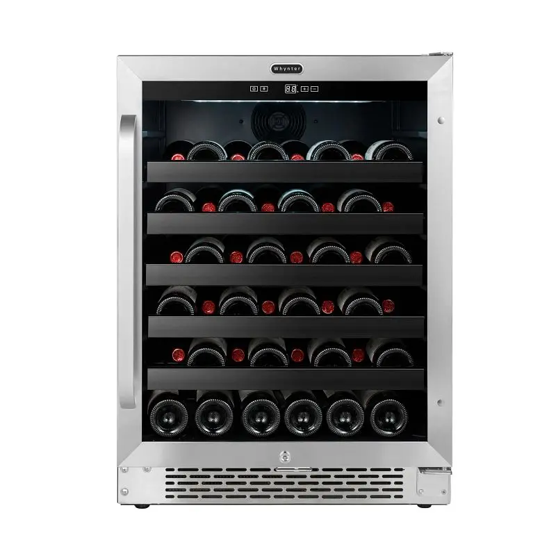 Whynter 24" Constructed- 46 Bottle Undercounter Stainless Carbon Steel Wine Refrigerator Reversible Door, Digital Reg...