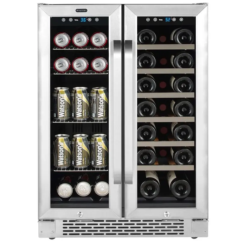 Whynter 24" Constructed- French Door Dual Zone 20 Bottle - 60 Can Beverage Cooler, BWB-2060FDS