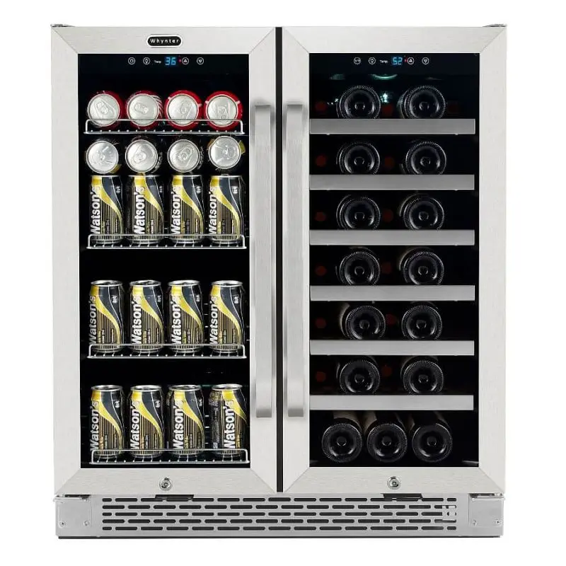 Whynter 30" Constructed- French Door Dual Zone 33 Bottle - 88 Can Beverage Center, BWB-3388FDS